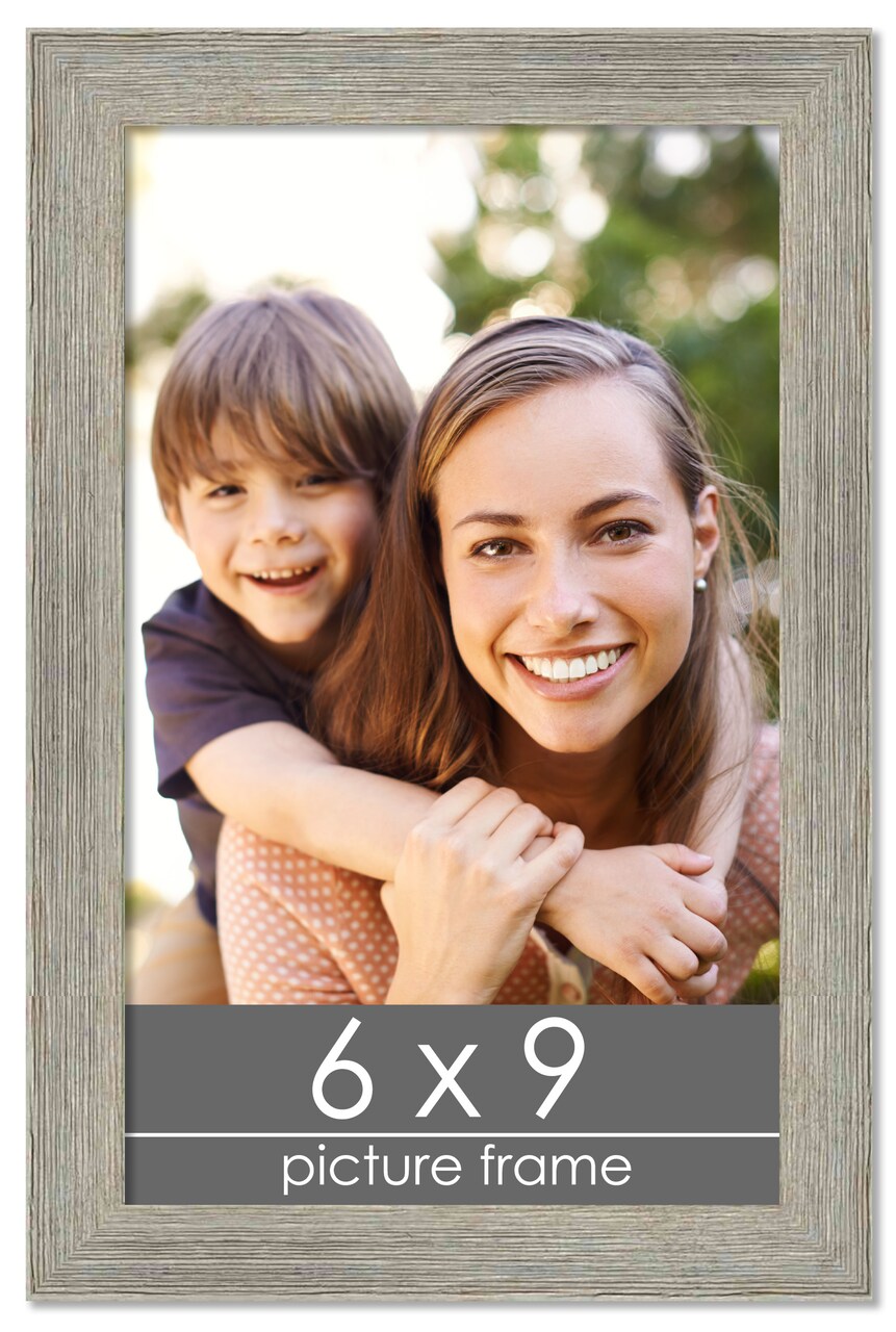 6x9 Wide Barnwood Picture Frame with UV-Resistant Acrylic & Acid Free Backing, Available in 6 Paint Finishes - Grey, Brown, White, and Black